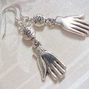 Hamsa Spirit Evil Eye Human Hand Amulet Talisman Handmade Protection Earrings